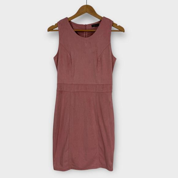 LASCANA Dresses & Skirts - Lascana Women’s Size 6 Small Solid Pink Faux Suede Fitted Sheath Mini Dress